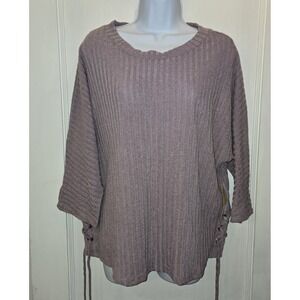 NWT Per Seption Women's Lavender Soft Ribbed Sweater W/ Laced Accents at Sides